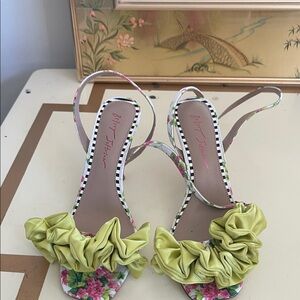 Betsey Johnson Lime Ruffle Floral Heels